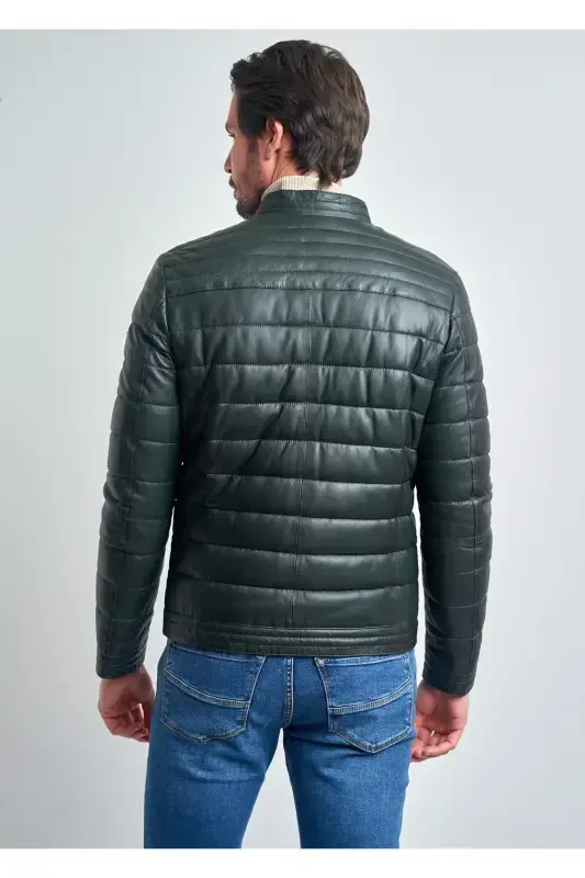 Genuine Leather Men's Green Jacket - Pce160141 - 3