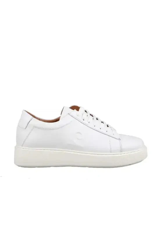 Genuine Leather Men's Sneaker Casual Daily Shoe-White1 - PIERRE CARDIN