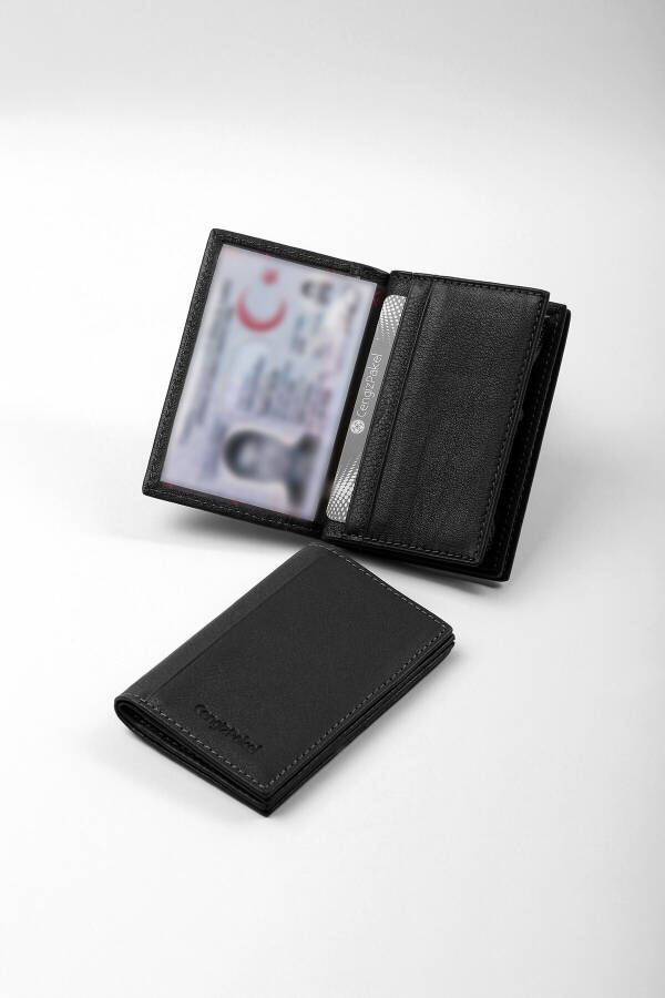 Genuine Leather Men's Wallet Black-2305t - 1