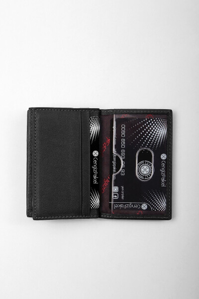 Genuine Leather Men's Wallet Black-2305t - 7