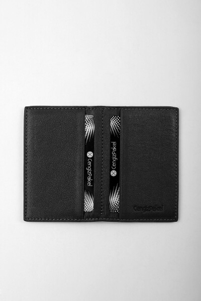 Genuine Leather Men's Wallet Black-2305t - 8