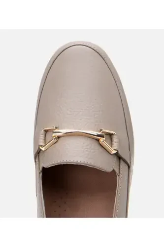 Genuine Leather Mink Women's Buckled Loafer - 10