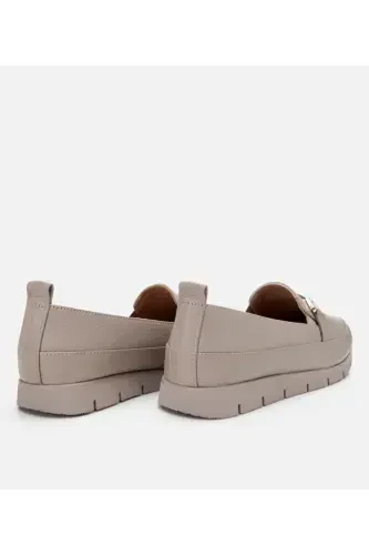 Genuine Leather Mink Women's Buckled Loafer - 6