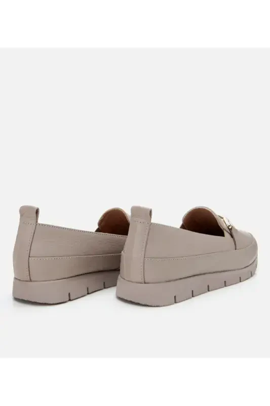 Genuine Leather Mink Women's Buckled Loafer - 6