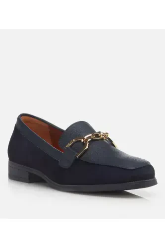 Genuine Leather Navy Blue Women's Loafer - HOTIÇ (1)