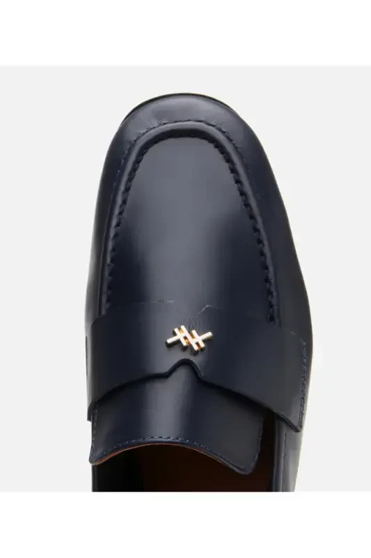 Genuine Leather Navy Blue Women's Loafer - 10