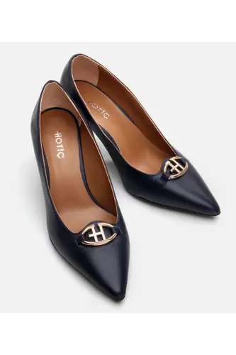 Genuine Leather Navy Blue Women's Stiletto - 3
