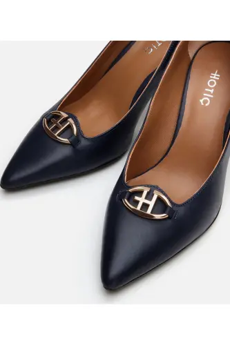 Genuine Leather Navy Blue Women's Stiletto - 4