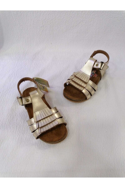 Genuine Leather Orthopaedic Cork Sole Girl's Sandal - ÖZGÜR KIDS (1)