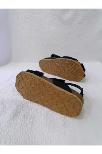 GENUINE LEATHER ORTHOPEDIC CORK SOLE CLOSED-TOE SANDALS - NAVY BLUE - 7