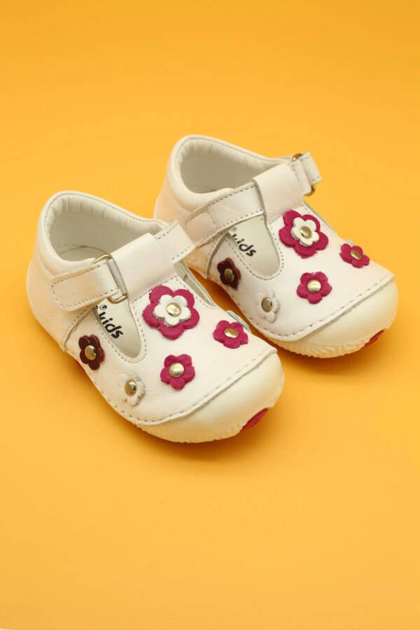 Genuine Leather Orthopedic First Step Baby Shoes White B106 - 1