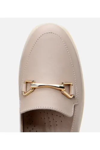 Genuine Leather Powder Women's Buckle Loafer - 5