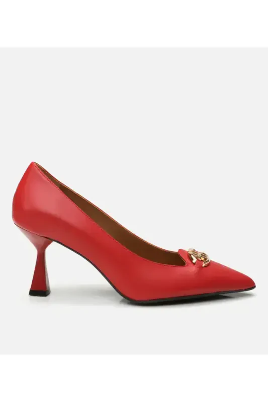 Genuine Leather Red Women's Stiletto - Hotiç