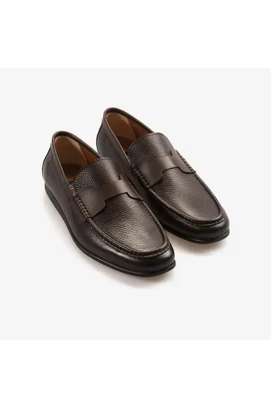 Genuine Leather Rubber Sole Men's Casual Shoes 2322-Coffee Floater - 3