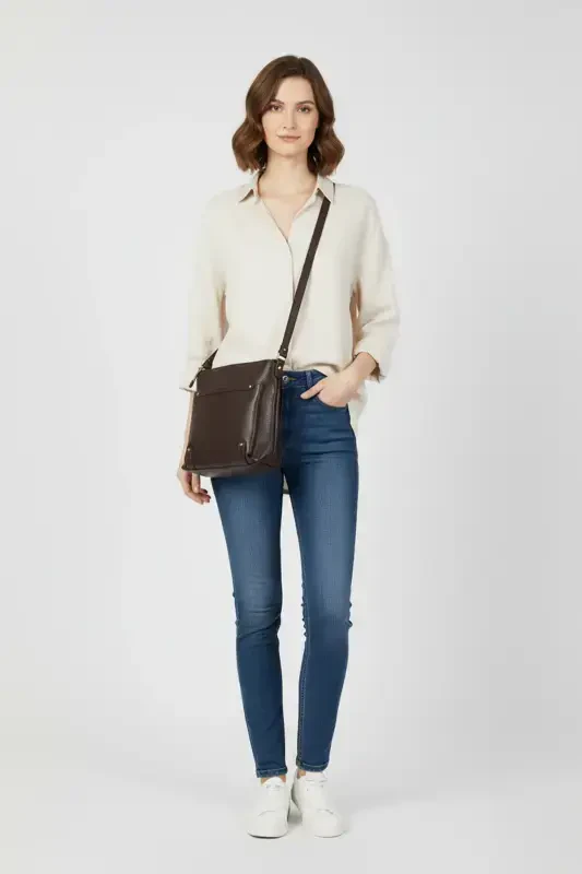 Genuine leather shoulder bag for women - 1