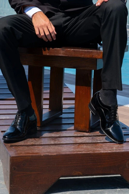 Genuine Leather Special Collection Patent Classic Wedding Shoes with Hidden Heel Design that Lengthens 7/ 9 Cm - ELEVOLD