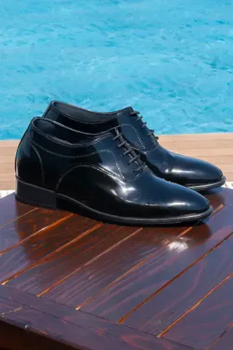 Genuine Leather Special Collection Patent Classic Wedding Shoes with Hidden Heel Design that Lengthens 7/ 9 Cm - 5