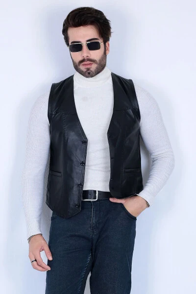 Genuine leather vest. - Modazone (1)