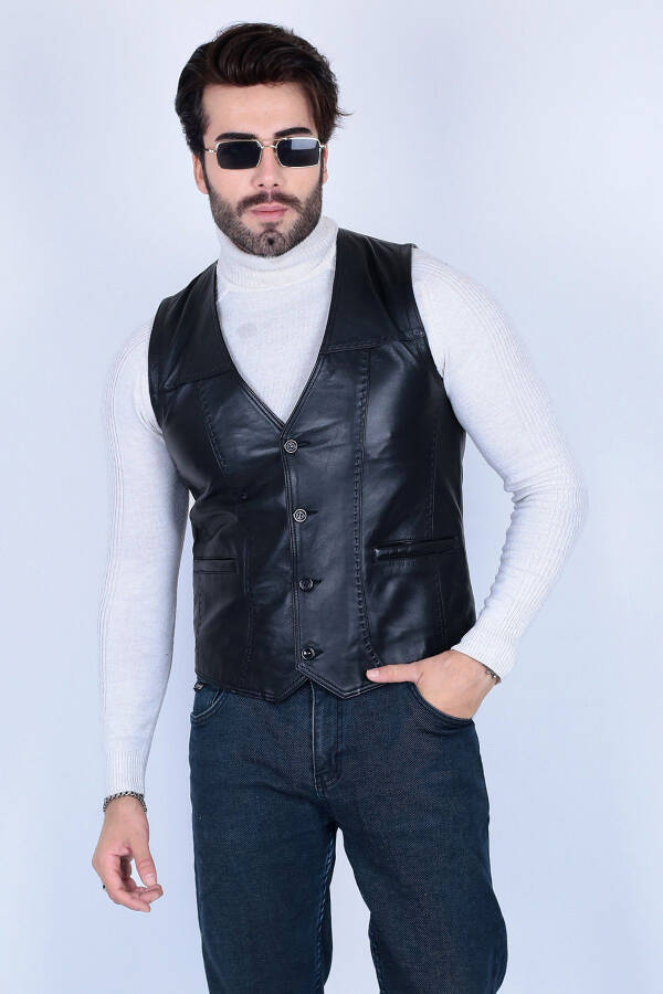 Genuine leather vest. - 1