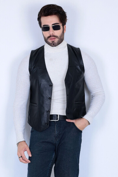 Genuine leather vest. - 2