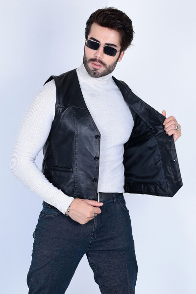 Genuine leather vest. - 3