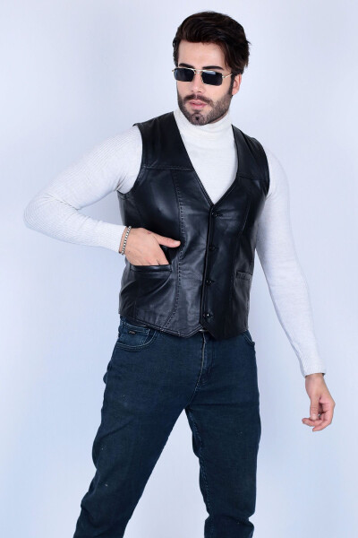 Genuine leather vest. - 4