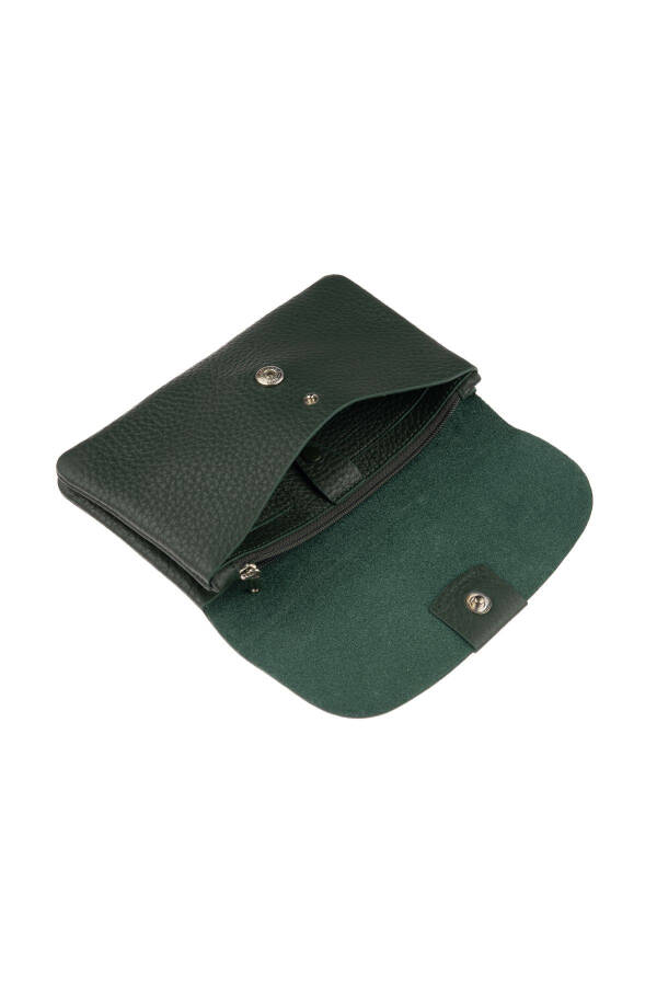 Genuine leather wallet bag with zipper and card slots, perfect for Mother's Day. - 3