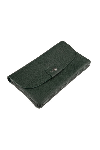 Genuine leather wallet bag with zipper and card slots, perfect for Mother's Day. - 4