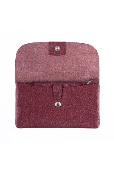 Genuine leather wallet bag with zipper, snap closure, card slots, perfect Mother's Day gift. - 3