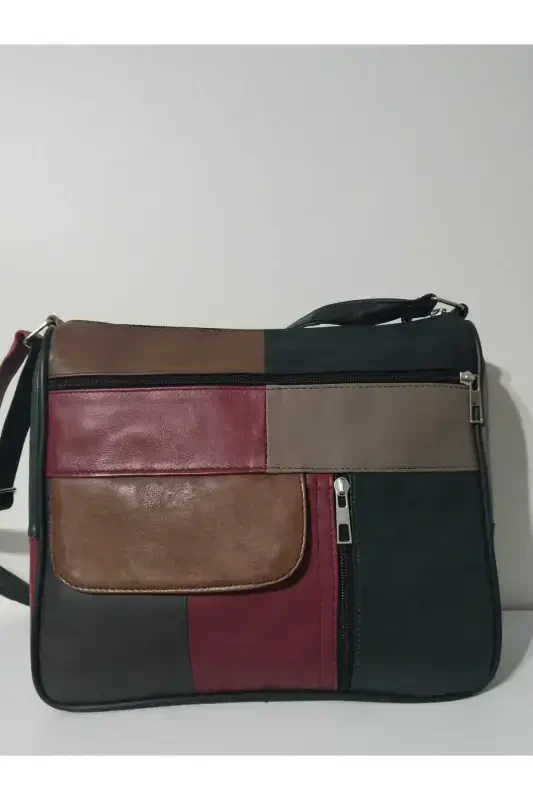 GENUINE LEATHER WOMEN BAG (27CM X 25CM)-MIXED DARK COLORS 10 - 1