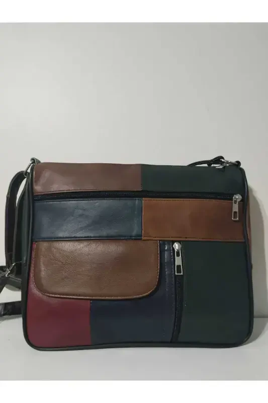GENUINE LEATHER WOMEN BAG (27CM X 25CM)-MIXED DARK COLORS 7 - 1