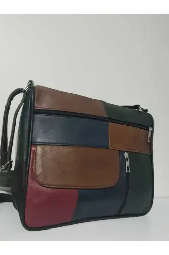 GENUINE LEATHER WOMEN BAG (27CM X 25CM)-MIXED DARK COLORS 7 - ATTER (1)