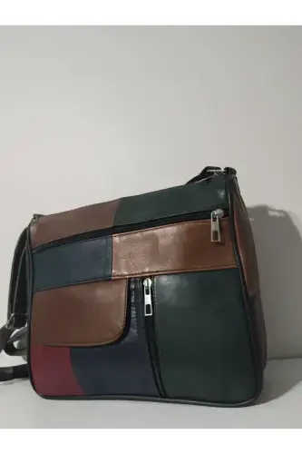GENUINE LEATHER WOMEN BAG (27CM X 25CM)-MIXED DARK COLORS 7 - 3
