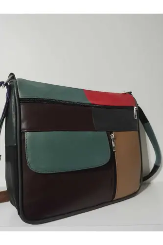 GENUINE LEATHER WOMEN'S BAG (27CM X 25CM) - VIVID EARTH COLORS - 2
