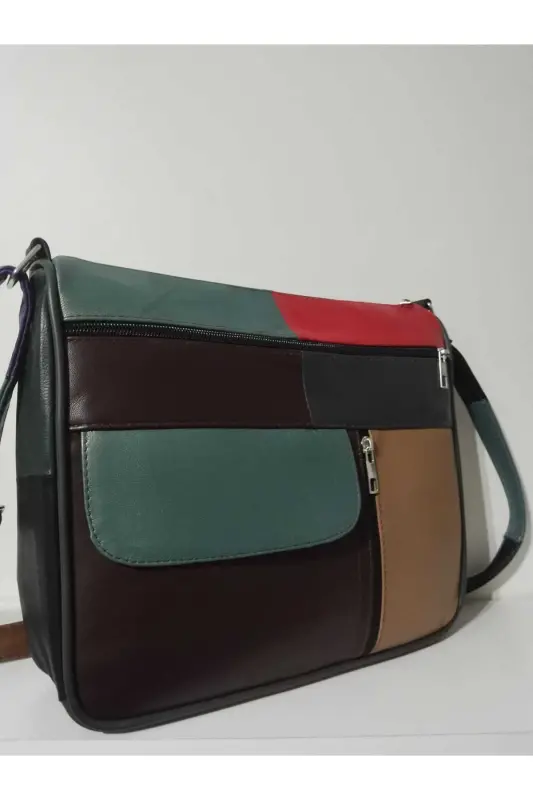 GENUINE LEATHER WOMEN'S BAG (27CM X 25CM) - VIVID EARTH COLORS - 2