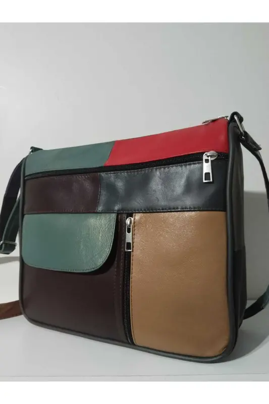 GENUINE LEATHER WOMEN'S BAG (27CM X 25CM) - VIVID EARTH COLORS - 3