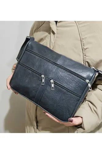 Genuine Leather Women's Bag-NAVY 