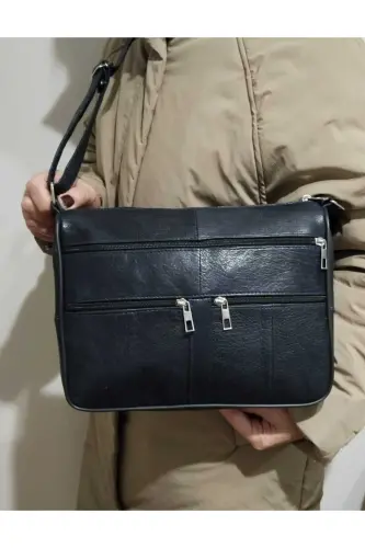 Genuine Leather Women's Bag-NAVY - 2