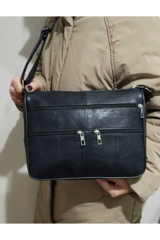 Genuine Leather Women's Bag-NAVY - 2