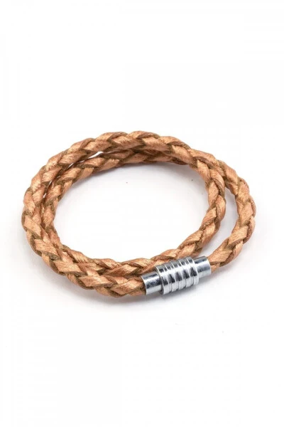 Genuine leather woven bracelet with magnetic closure. - DERIDERIM