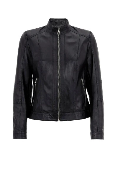 Genuine leather, zippered, lined, short women's jacket. - 6