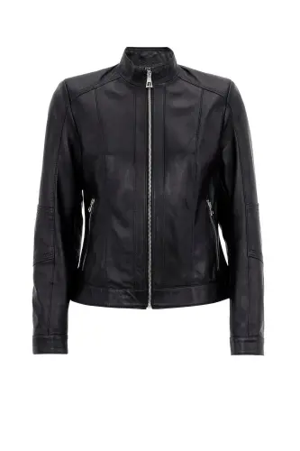 Genuine leather, zippered, lined, short women's jacket. - 6