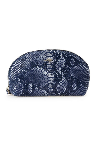 Genuine leather, zippered, mirrored, printed clutch bag. - 6