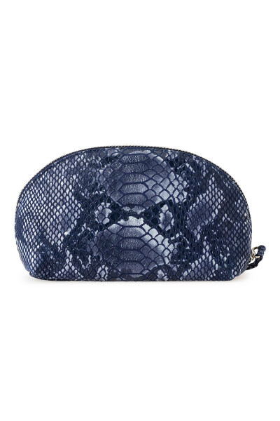 Genuine leather, zippered, mirrored, printed clutch bag. - 7