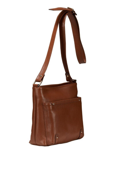 Genuine leather, zippered women's shoulder bag. - 2