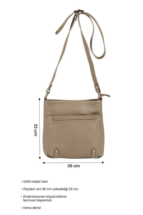 Genuine leather, zippered women's shoulder bag. - 3