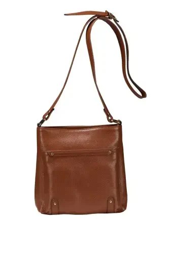 Genuine leather, zippered women's shoulder bag. - 3
