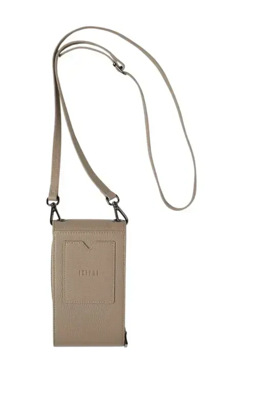 Genuine mink leather crossbody phone bag with card holder and zippered women's bag. - 3