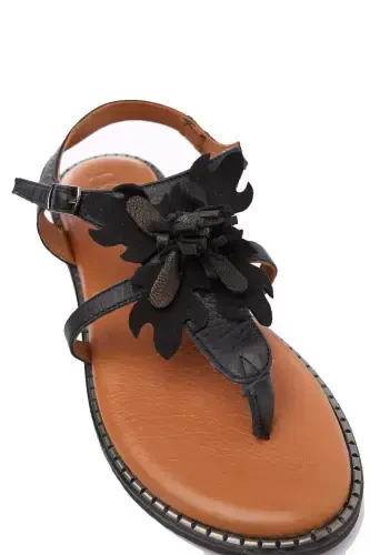 Genuine suede and leather women's sandals - 5