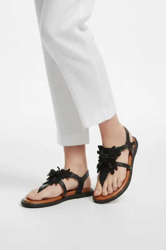 Genuine suede and leather women's sandals - 6